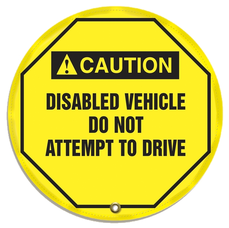 Lockout Tagout , Header: CAUTION, Legend: DISABLED VEHICLE DO NOT ATTEMPT TO DRIVE
