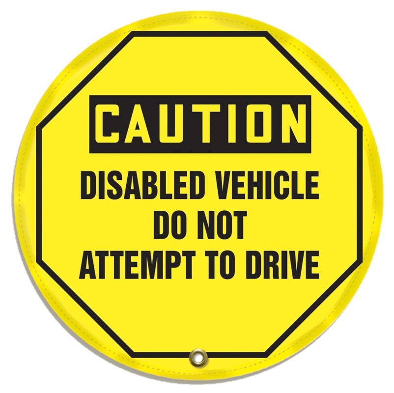 Lockout Tagout , Header: CAUTION, Legend: CAUTION DISABLED VEHICLE DO NOT ATTEMPT TO DRIVE