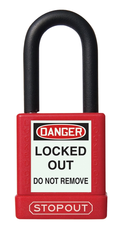 PLASTIC BODY ALUMINUM PADLOCKS WITH DIELECTRIC POLY-WRAP STEEL SHACKLE
