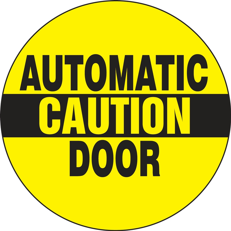 Caution automatic door sign / sticker Health & safety Hazard sign Warning 