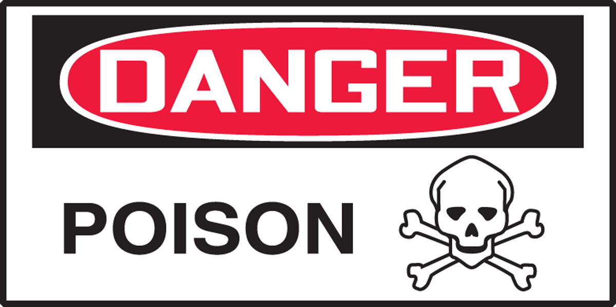 Health and Safety Hazard Sticker Poison Sticker White 