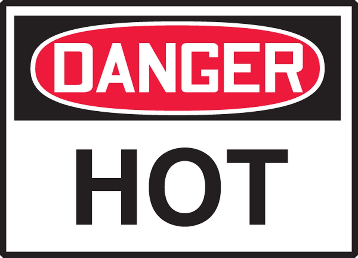 Safety Label, Header: DANGER, Legend: DANGER HOT