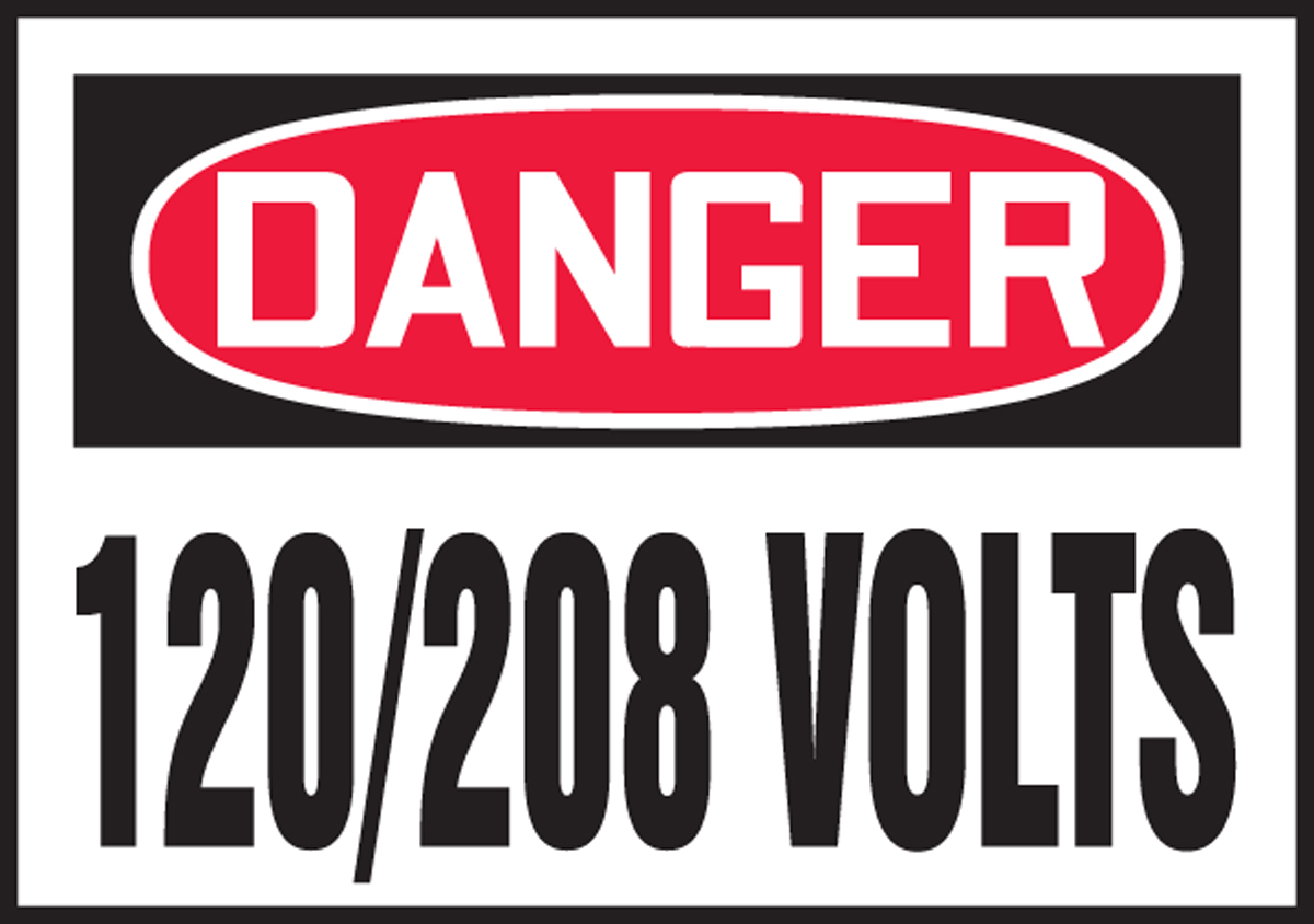 120-208 Volts Voltage & Conduit MarkersStickersVolt DecalsLabels 