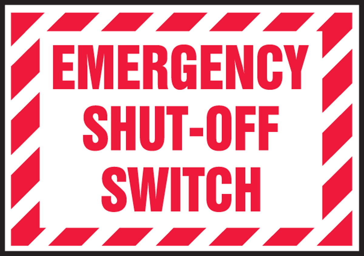 Emergency Electric Mains Shut Off Switch sign Self adhesive sticker 150x200mm 
