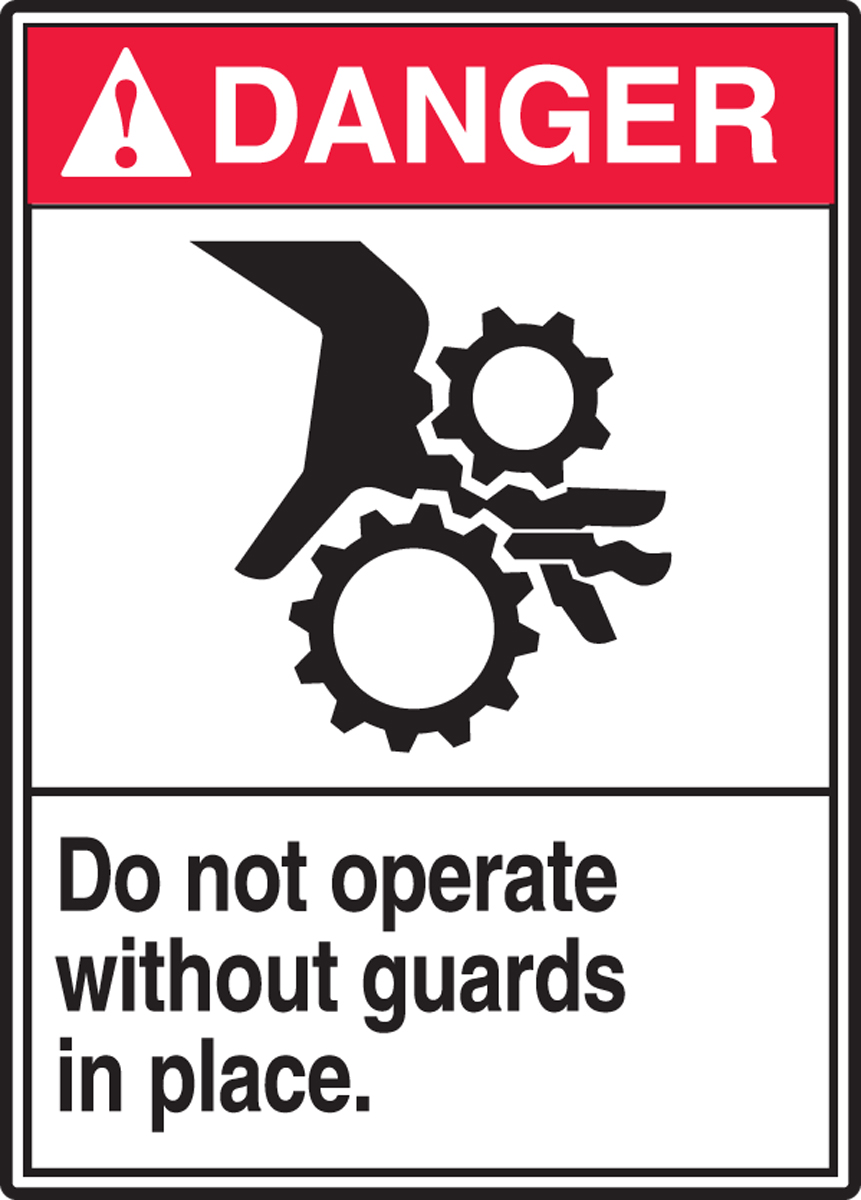 DO NOT OPERATE WITHOUT GUARDS IN PLACE (W/GRAPHIC)