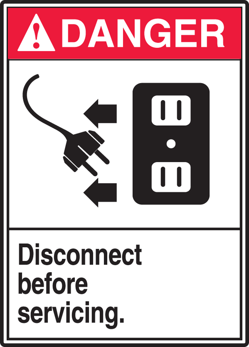 DISCONNECT BEFORE SERVICING (W/GRAPHIC)