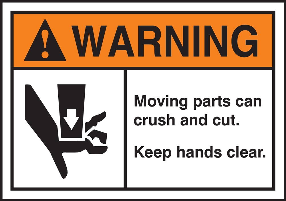 WARNING Moving Parts Can Crush and Cut. Keep Hands Clear