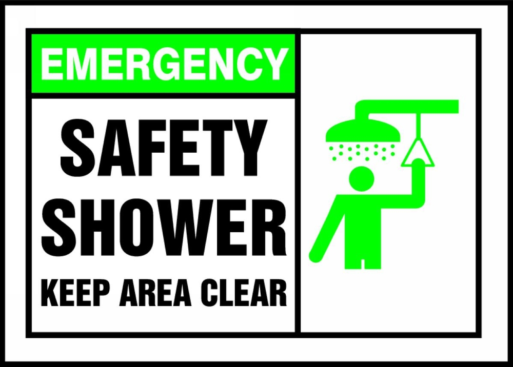 Graphic Keep Area Clear Safety Sign Dura-Fiberglass 10 x 7 Inches Safety Shower AccuformEmergency MRSD903XF 
