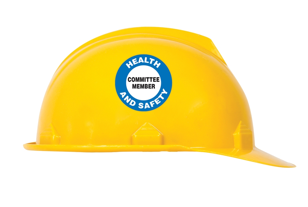 Helmet Sticker Label Vinyl Health and Safety Committee Member Hard Hat Decal 