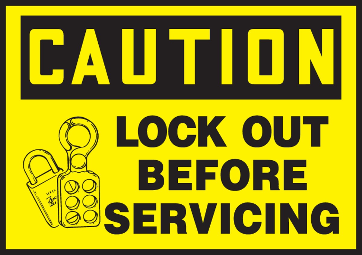 LOCKOUT BEFORE SERVICING (W/GRAPHIC)