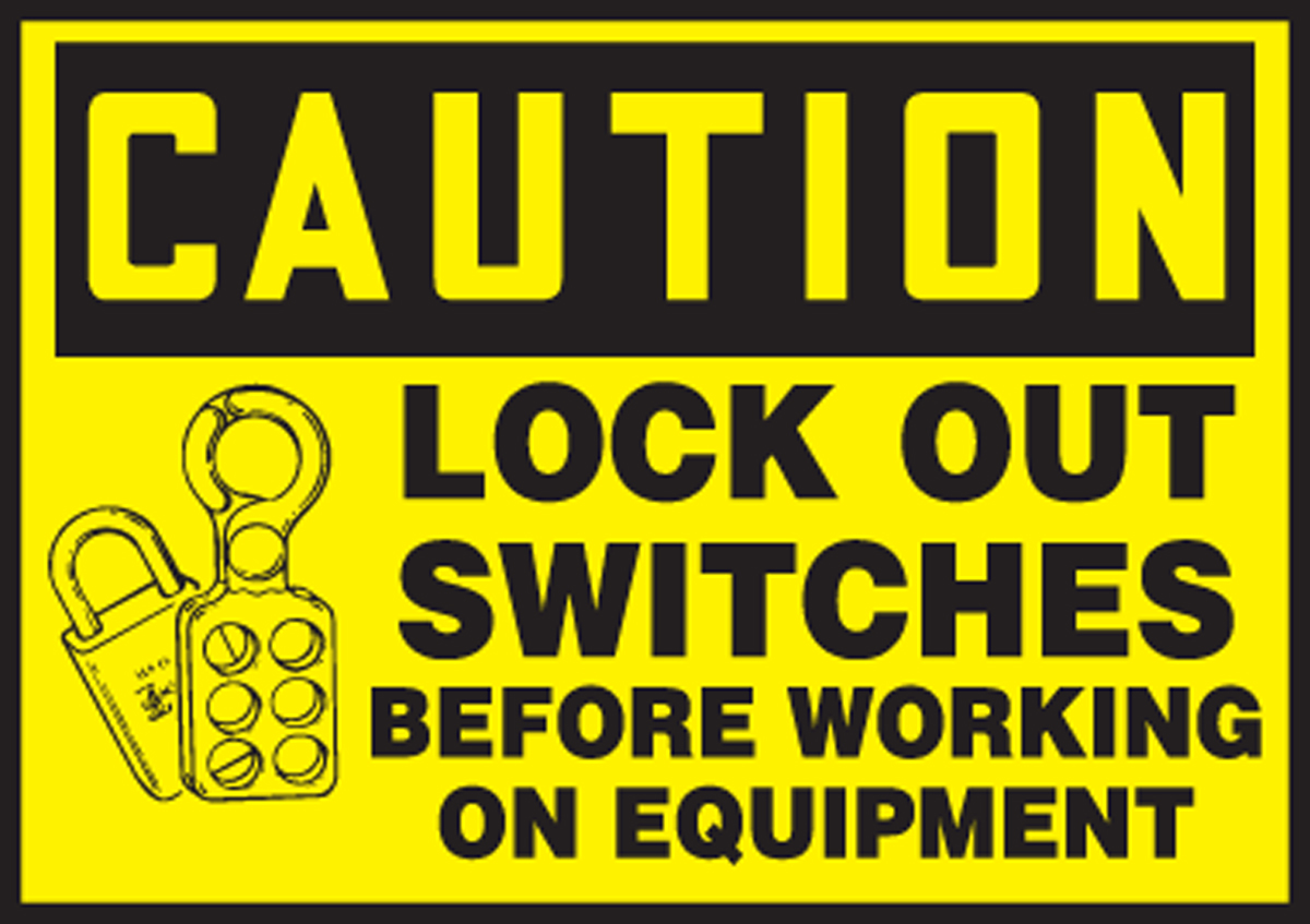LOCKOUT SWITCHES BEFORE WORKING ON EQUIPMENT (W/GRAPHIC)