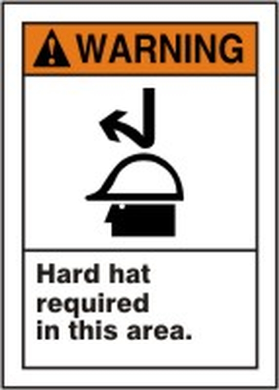 HARD HAT REQUIRED IN THIS AREA (W/GRAPHIC)