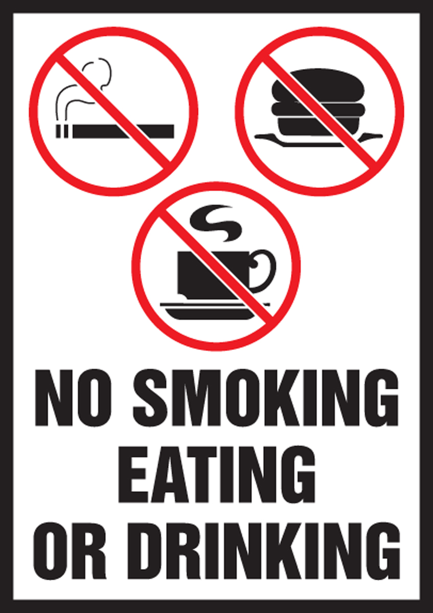 No Smoking Eating Or Drinking Safety Label LSMK557