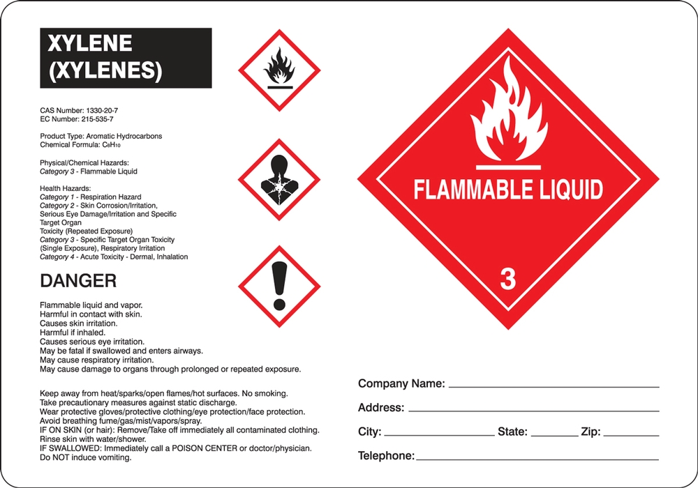 Large GHS Regulation Labels Toxic Labels 