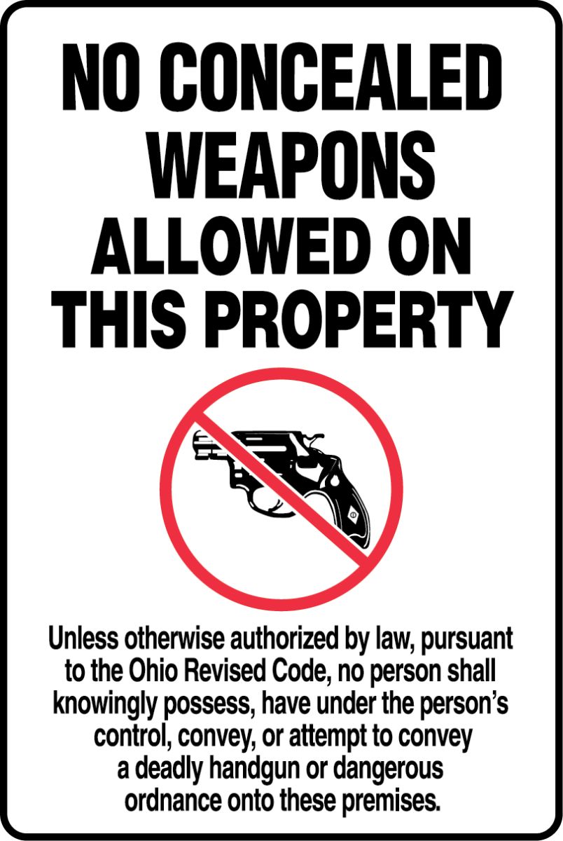 No Concealed Weapons Allowed On This Property LABEL DECAL STICKER 
