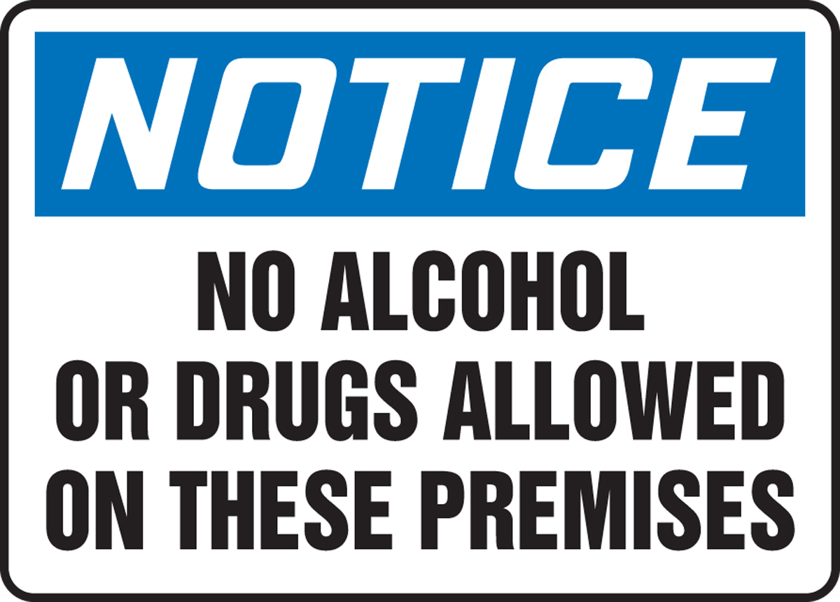 No Alcohol or Drugs Permitted on These Premises Warning Self Adhesive Stickers 