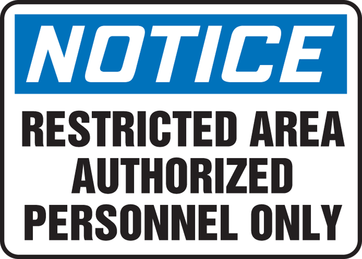 5x3.5 in 4-Pack Vinyl for Restricted Access by ComplianceSigns Security Notice Restricted Area Authorized Personnel Only OSHA Safety Label Decal