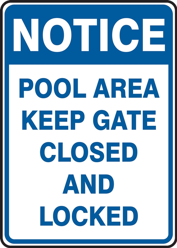 Pool Sign, Pool Area Keep Gate Closed Sign 