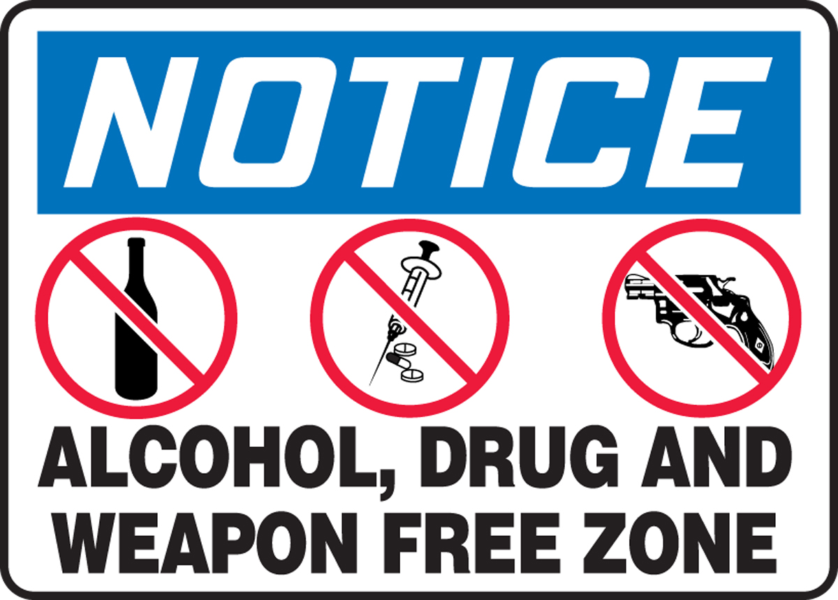 Alcohol Free zone sign 