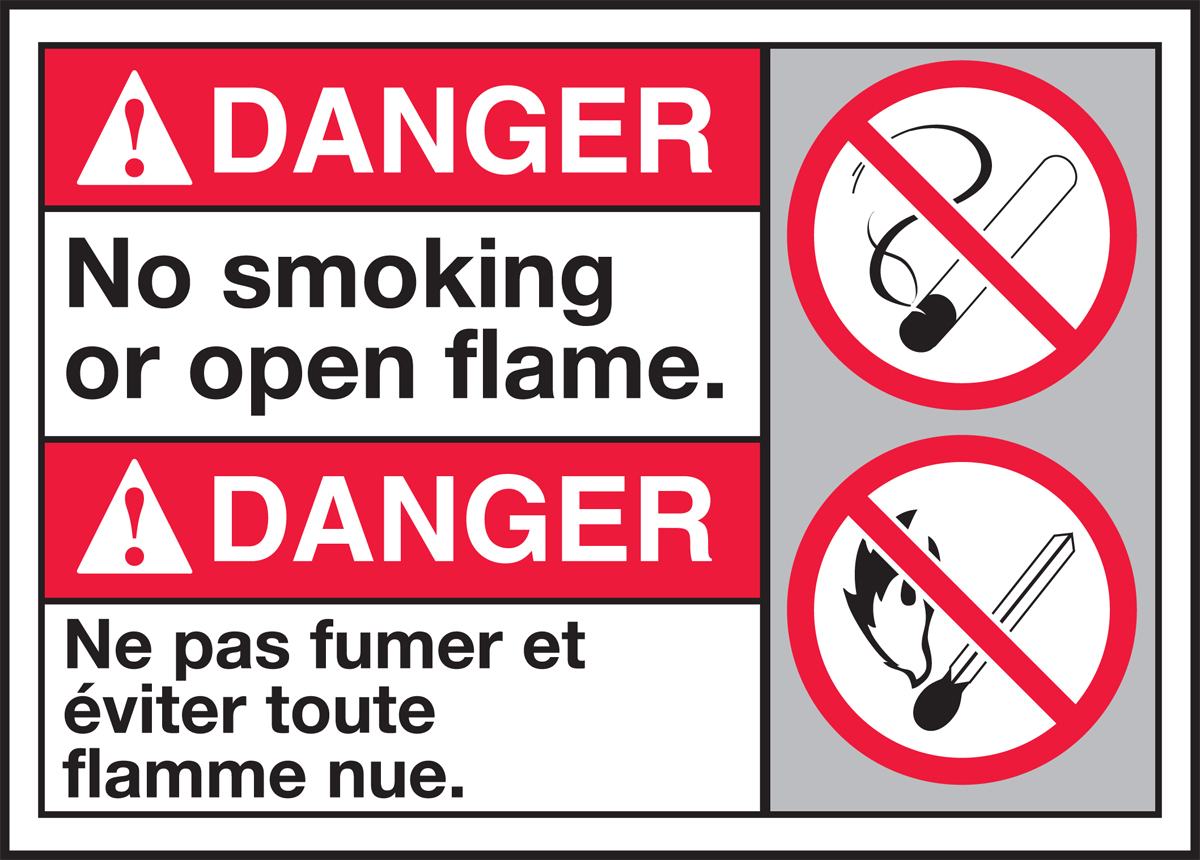 DANGER NO SMOKING OR OPEN FLAMES (W/GRAPHIC)