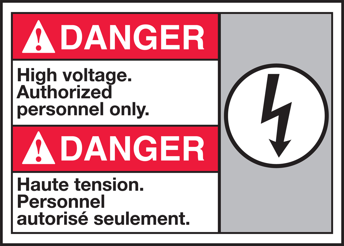 DANGER HIGH VOLTAGE AUTHORIZED PERSONNEL ONLY (W/GRAPHIC)