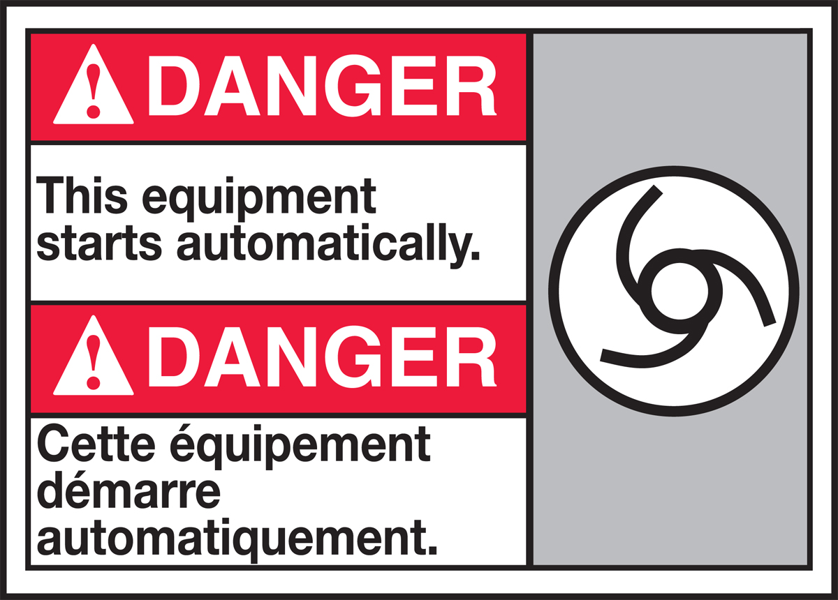 DANGER THIS EQUIPMENT STARTS AUTOMATICALLY (W/GRAPHIC)