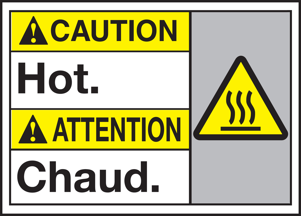 Hot Bilingual ANSI Caution Safety Sign MAFC629