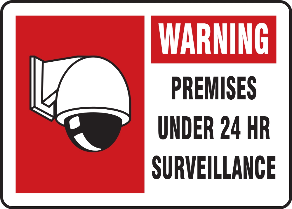 Video Surveillance 24 Hour Sign Adhesive Decal Sticker HR Security Warning Signs 