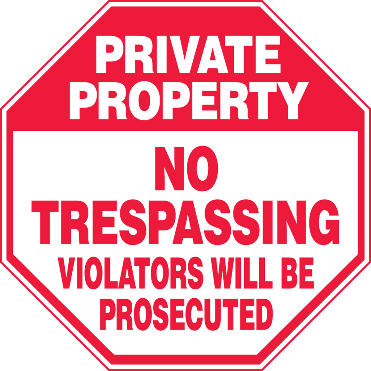 PRIVATE PROPERTY TRESPASSERS WILL BE PROSECUTED Security Signs 