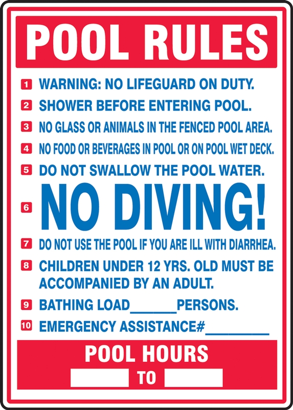 Safety Sign: Pool Rules