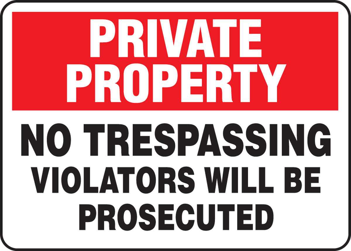 Private Property No Trespassing No Loitering Violators 8"x12" Signs