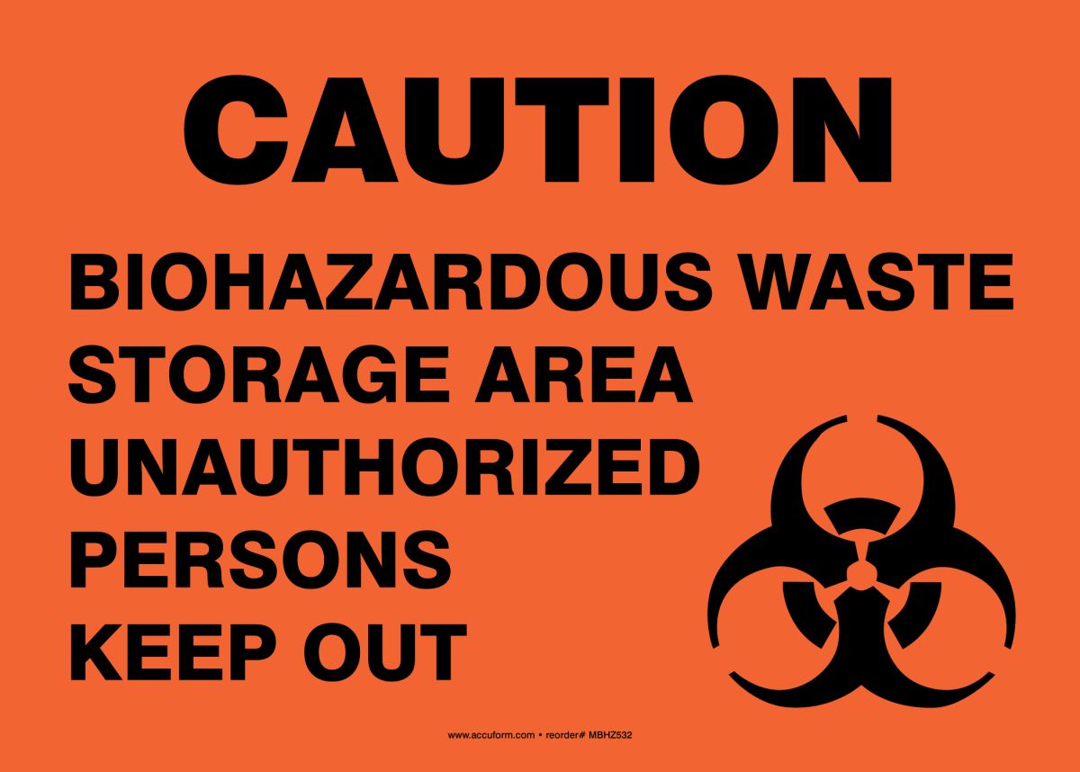 10" x 14" OSHA Safety Sign Danger Sign Infectious Waste Area 