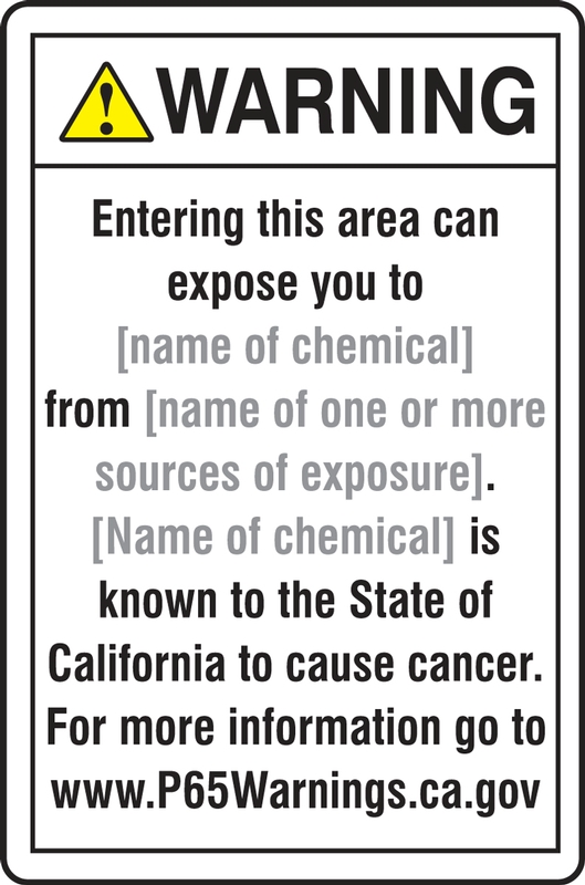 Semi-Custom Prop 65 Environmental Exposure Safety Sign: Cancer