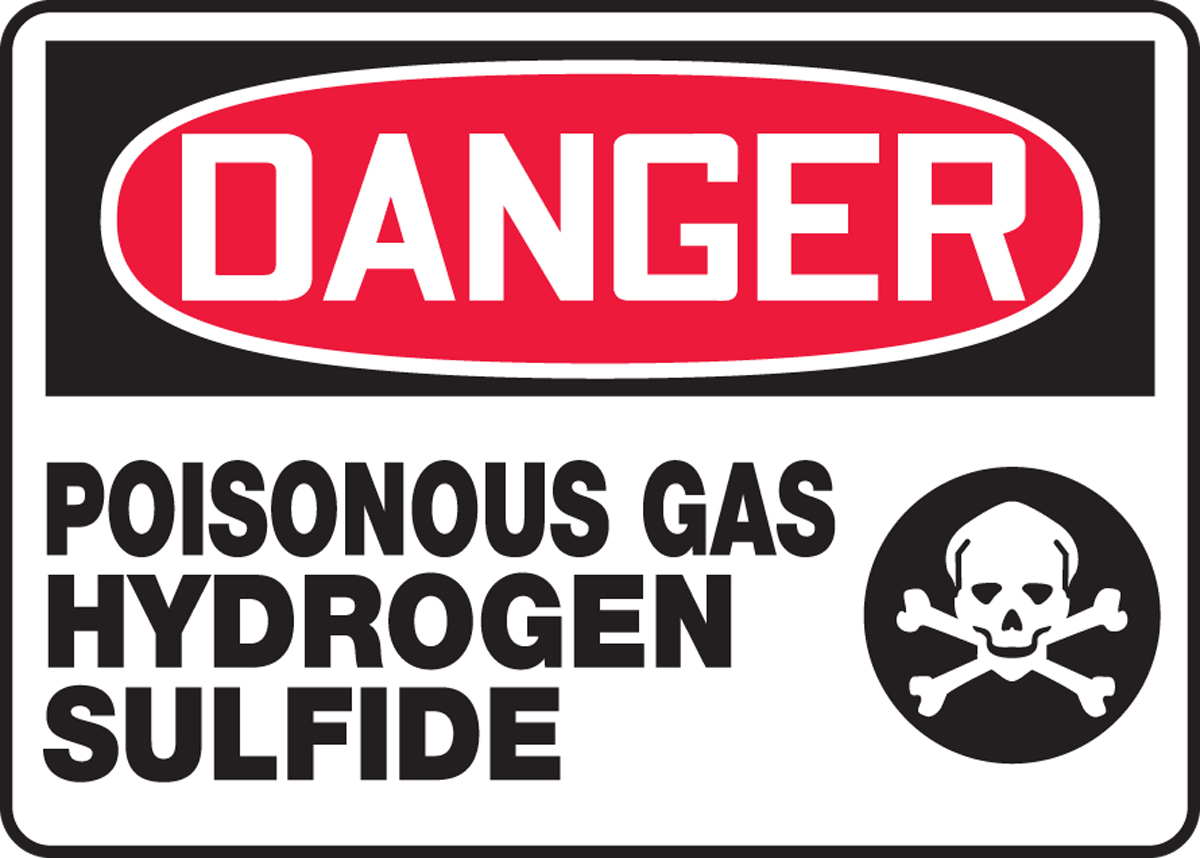 AccuformDanger Poisonous Gas Hydrogen Sulfide Safety Sign Dura-Plastic MCHL046XT 10 x 14 Inches 