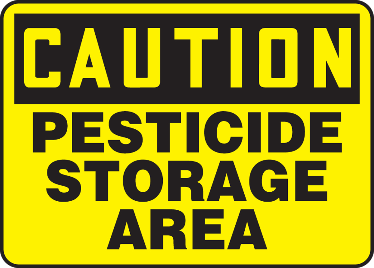 10 Length x 7 Height Pressure Sensitive Vinyl LegendCaution Pesticide Storage Area Authorized Personnel NMC C184P OSHA Sign Black on Yellow 