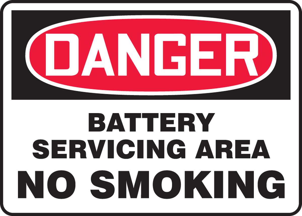 DANGER BATTERY SERVICING AREA NO SMOKING