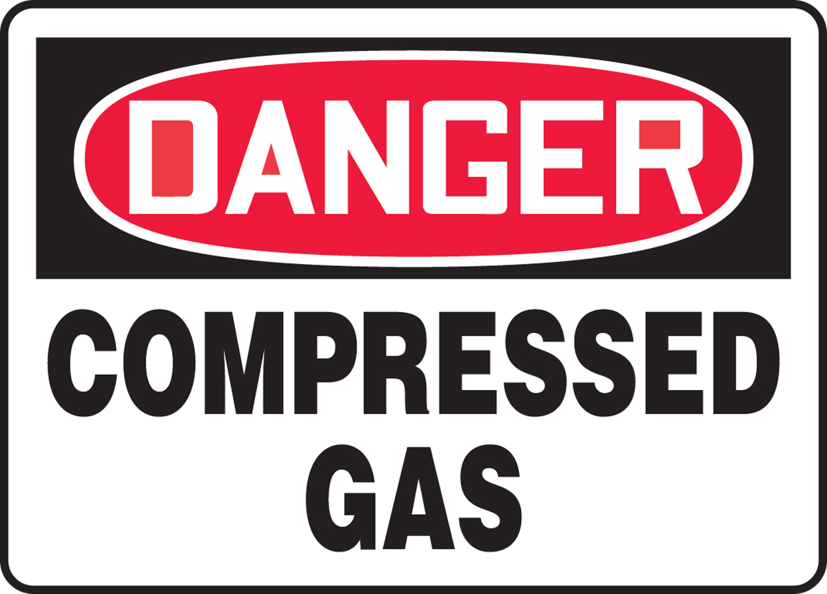 Compressed gas Hazard warning sign self adhesive  cylinders and tanks 