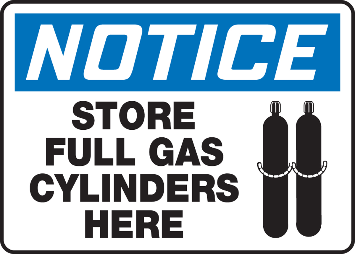 STORE FULL GAS CYLINDERS HERE (W/GRAPHIC)