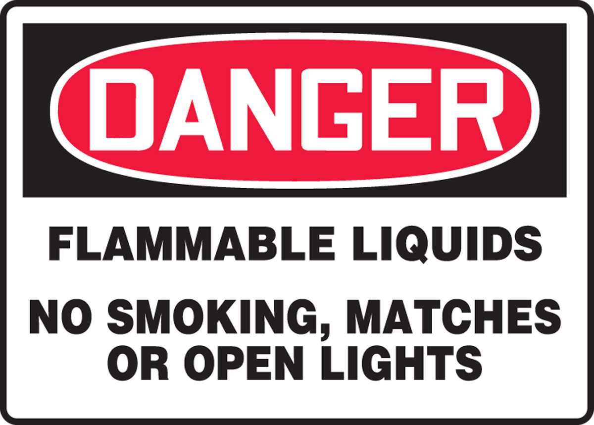 OSHA DANGER SAFETY SIGN FLAMMABLE GAS NO SMOKING MATCHES OR OPEN LIGHTS 
