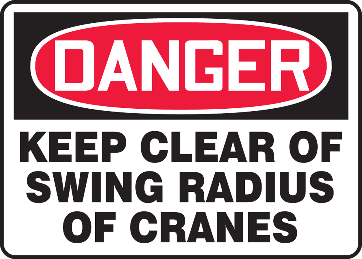 Danger 1 Stay Clear Swing Radius Hazard LABEL DECAL STICKER