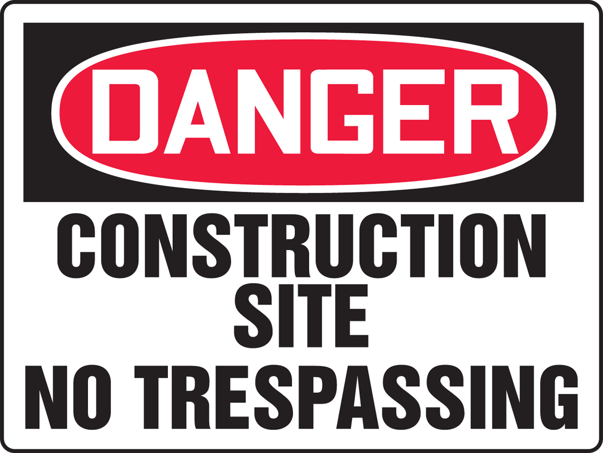 10 H x 14 W Brady 144609 FiberglassDanger Construction Area Black/Red on White Keep Out Sign Entering Could Result in serious Injury and Even Death 
