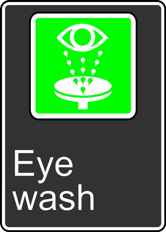 Safety Sign, Legend: EYE WASH (BASSIN OCULAIRE)