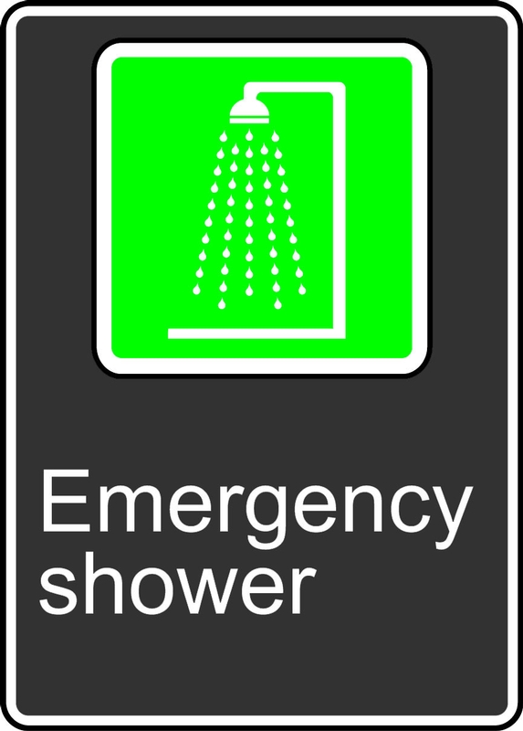 Safety Sign, Legend: EMERGENCY SHOWER (DOUCHE D'URGENCE)