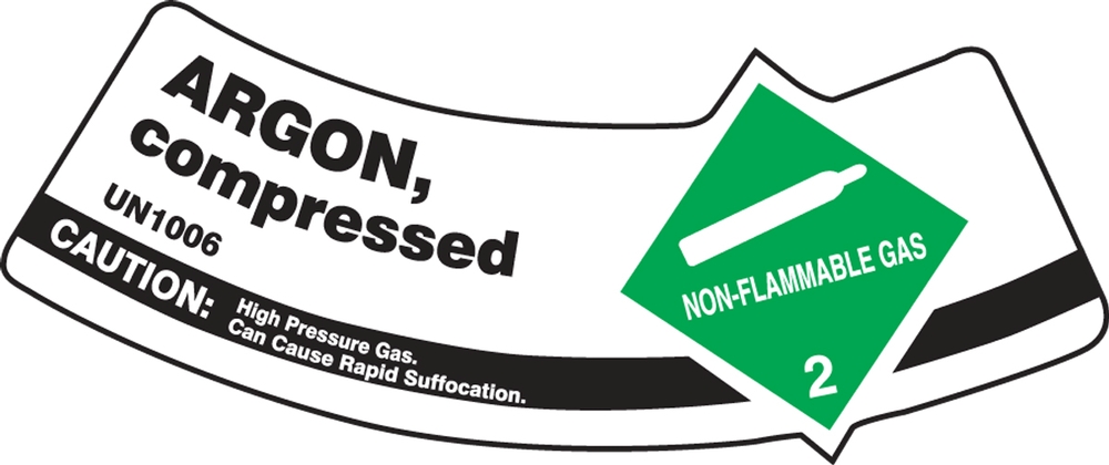 Cylinder Shoulder Label For Class 2 Non-Flammable Gas: Argon, Compressed UN  1006