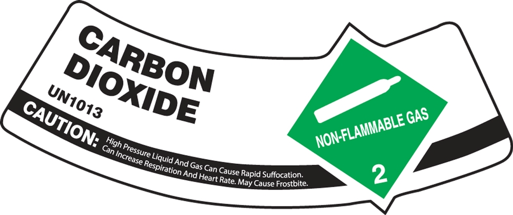 CARBON DIOXIDE NON-FLAMMABLE GAS WARNING KEEP AWAY FROM HEAT, FLAME OR SPARKS