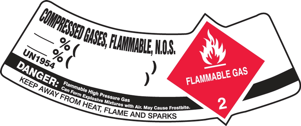 Compressed Gases Flammable N O S Cylinder Shoulder Labels Mcslcor