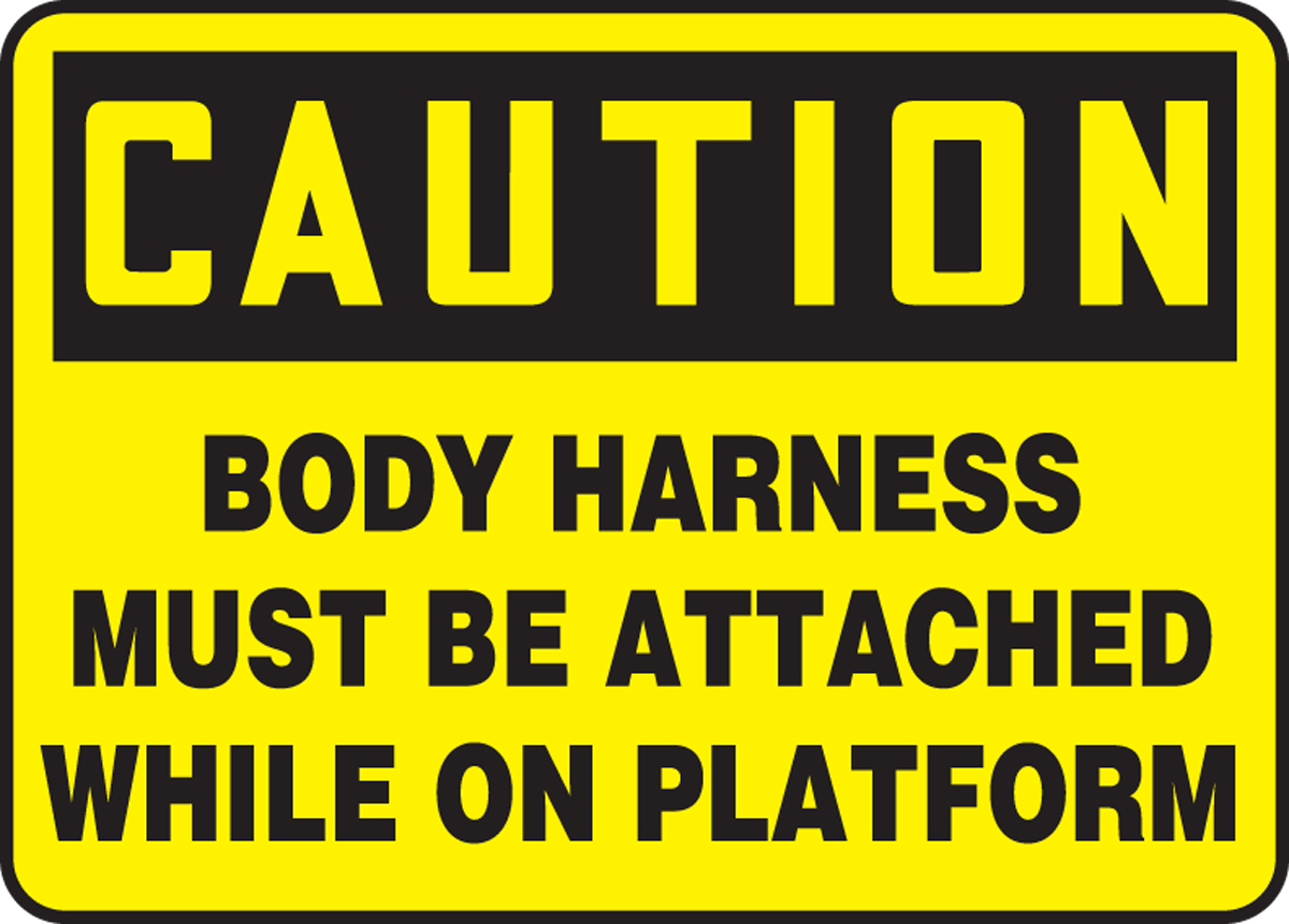 Yellow/Black/Blue on White LegendCaution Anyone Entering Tanks Must WEAR Body Harness Accuform MFPR616XT Dura-Plastic Sign 10 Length x 14 Width x 0.060 Thickness 