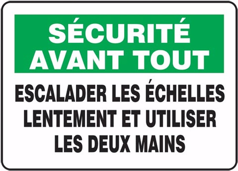 SÉCURITÉ AVANT TOUT ESCALADER LES ÉCHELLES LENTEMENT ET UTILISER LES DEUX MAINS (FRENCH)