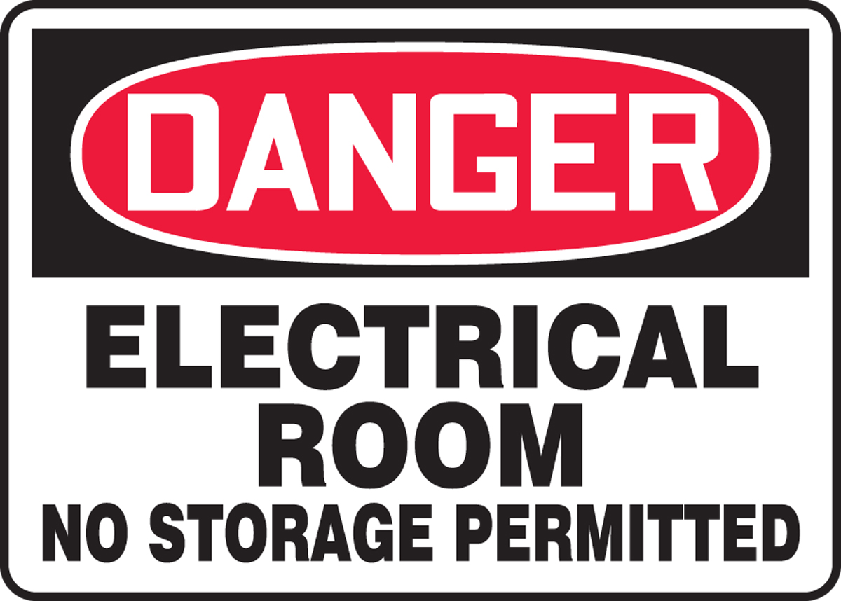 Danger Electric Room No Storage Permitted Metal Reflective Sign 10" x 7" 