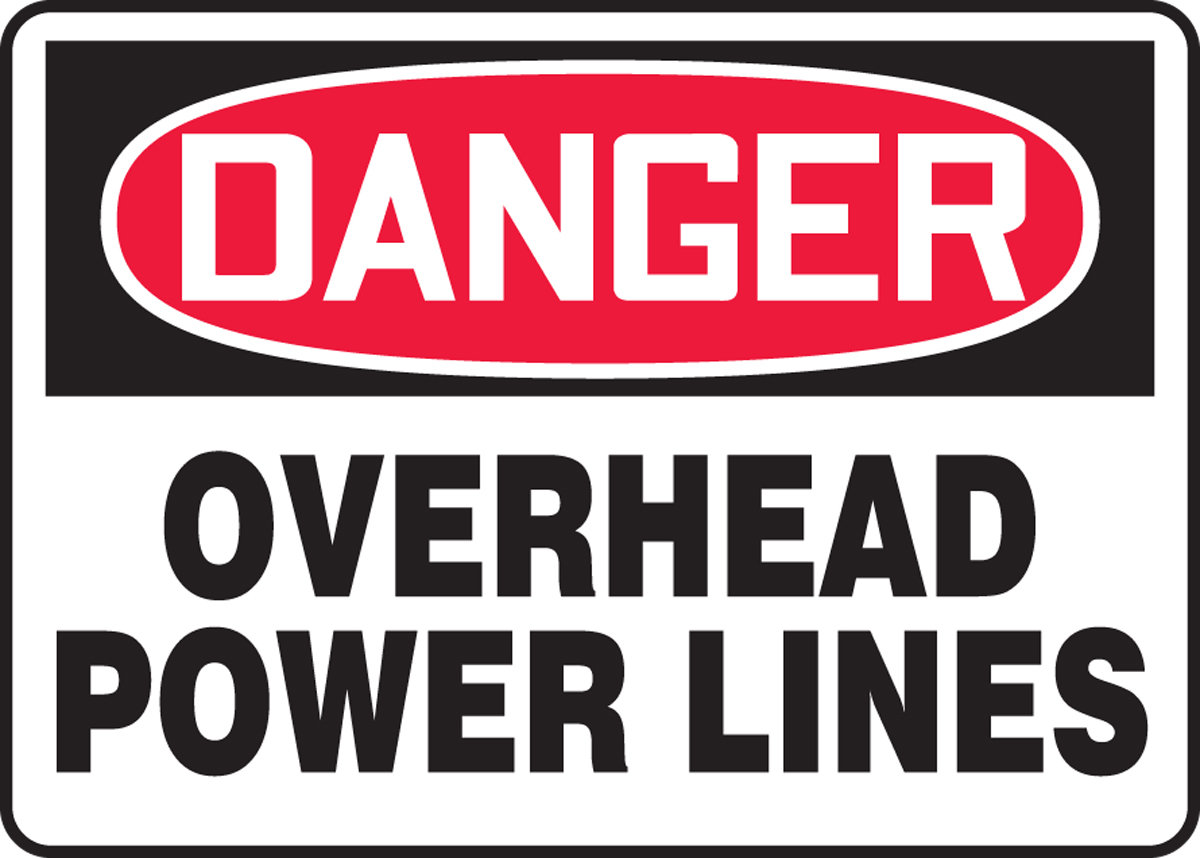 Warning sign Danger high voltage cables overhead Safety sign 